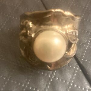 Sterling silver yam, Israel, pearl ring